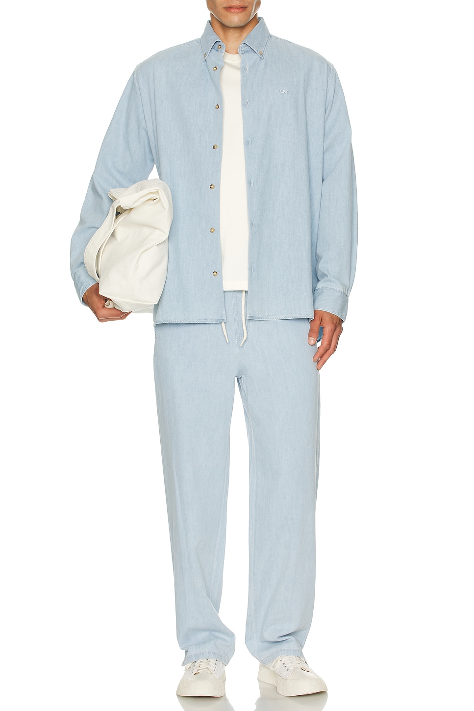 Image 1 of A.P.C. Chemise Mathias Long Sleeve Shirt in Pale Blue