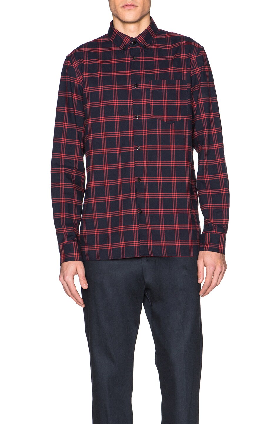 Image 1 of A.P.C. Plaid Button Down in Dark Red