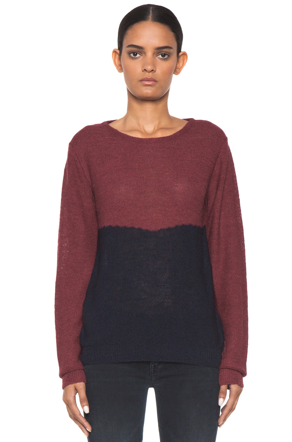 Image 1 of A.P.C. Colorblock Sweater in Framboise