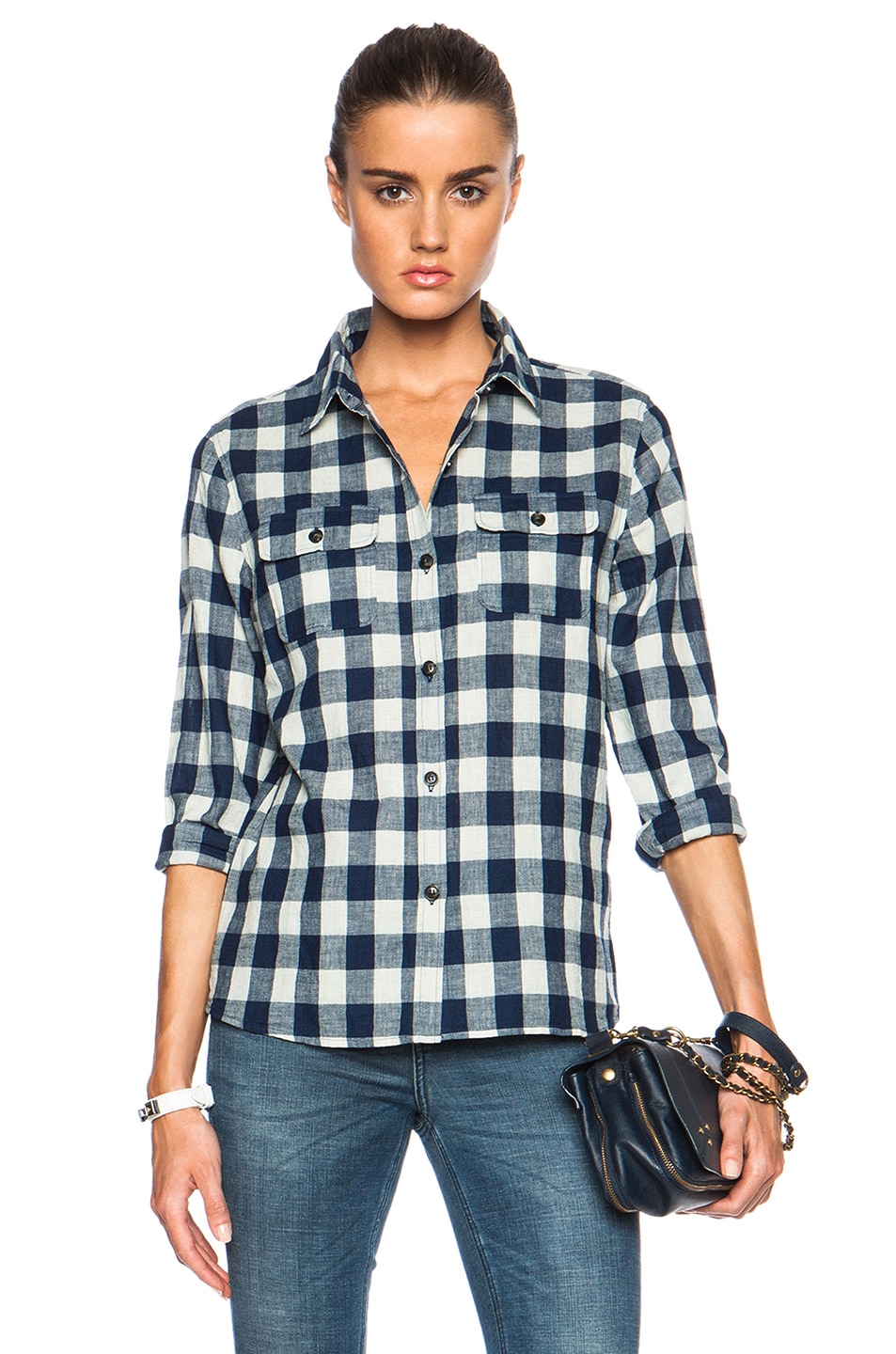 Image 1 of A.P.C. Girl Plaid Shirt in Dark Navy