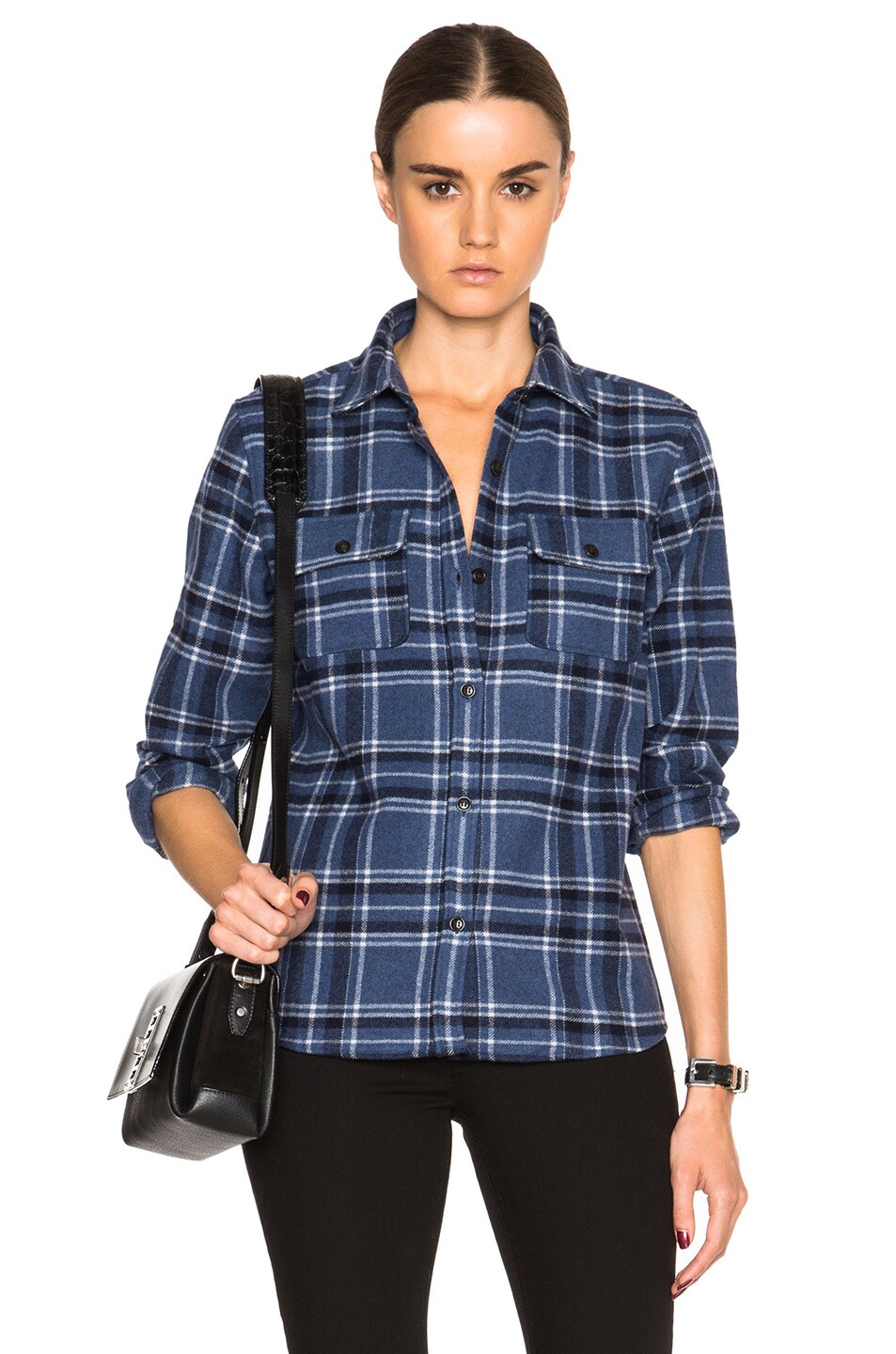Image 1 of A.P.C. Girl Flannel Shirt in Blue