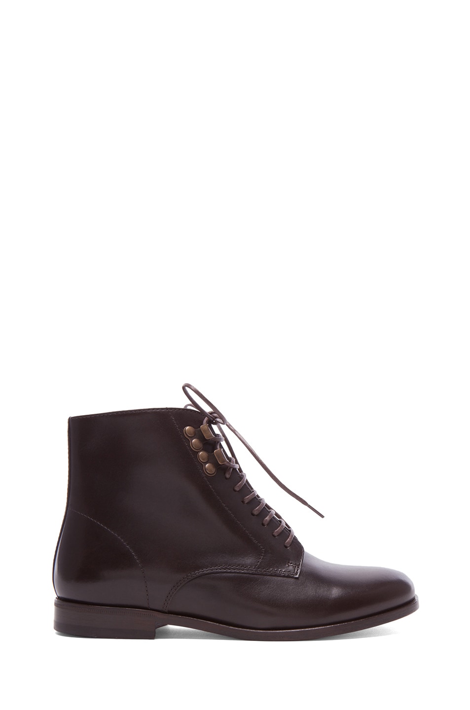 Image 1 of A.P.C. Francoise Leather Lace Up Boots in Marron Fonce