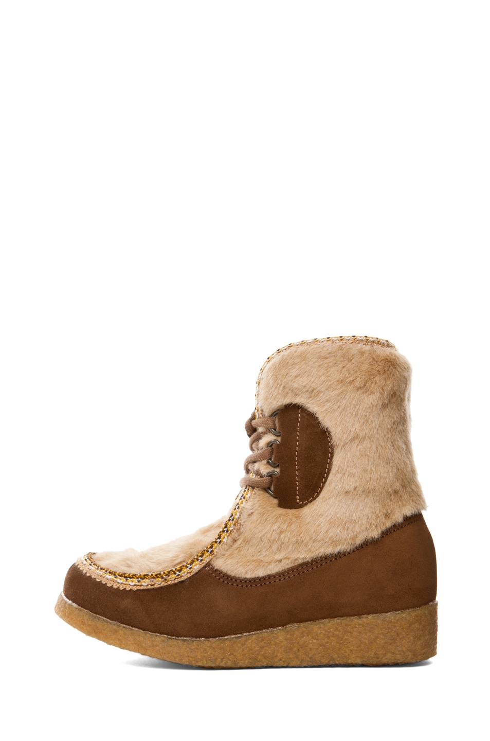 Image 1 of A.P.C. Veau Velours Moccasin Fur Boot in Noisette