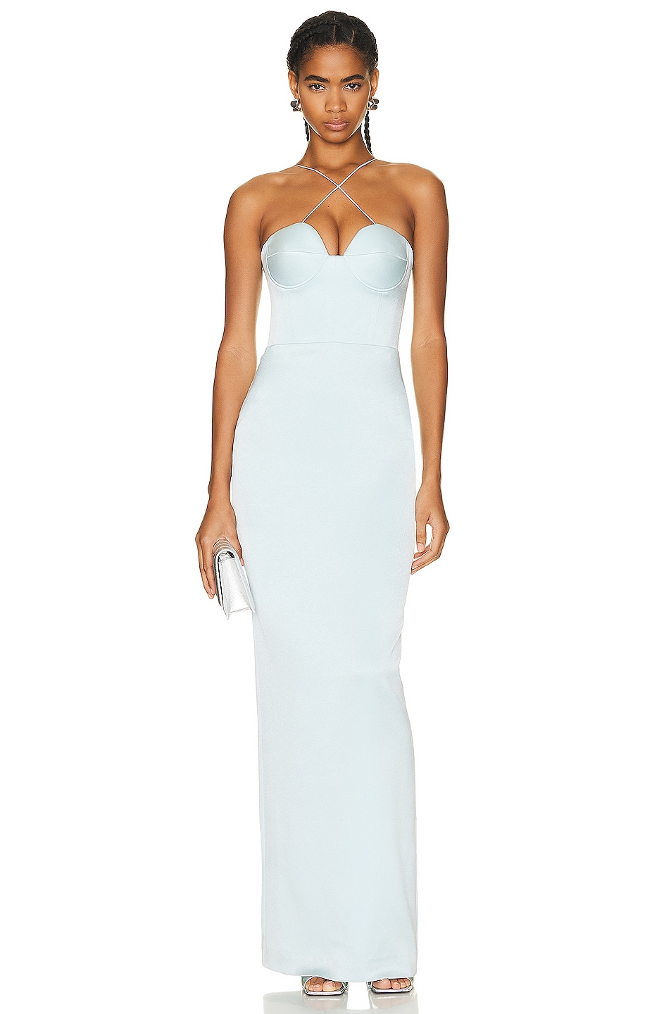 Image 1 of Alex Perry Conley Sweetheart Cup Column Dress in Ice Blue