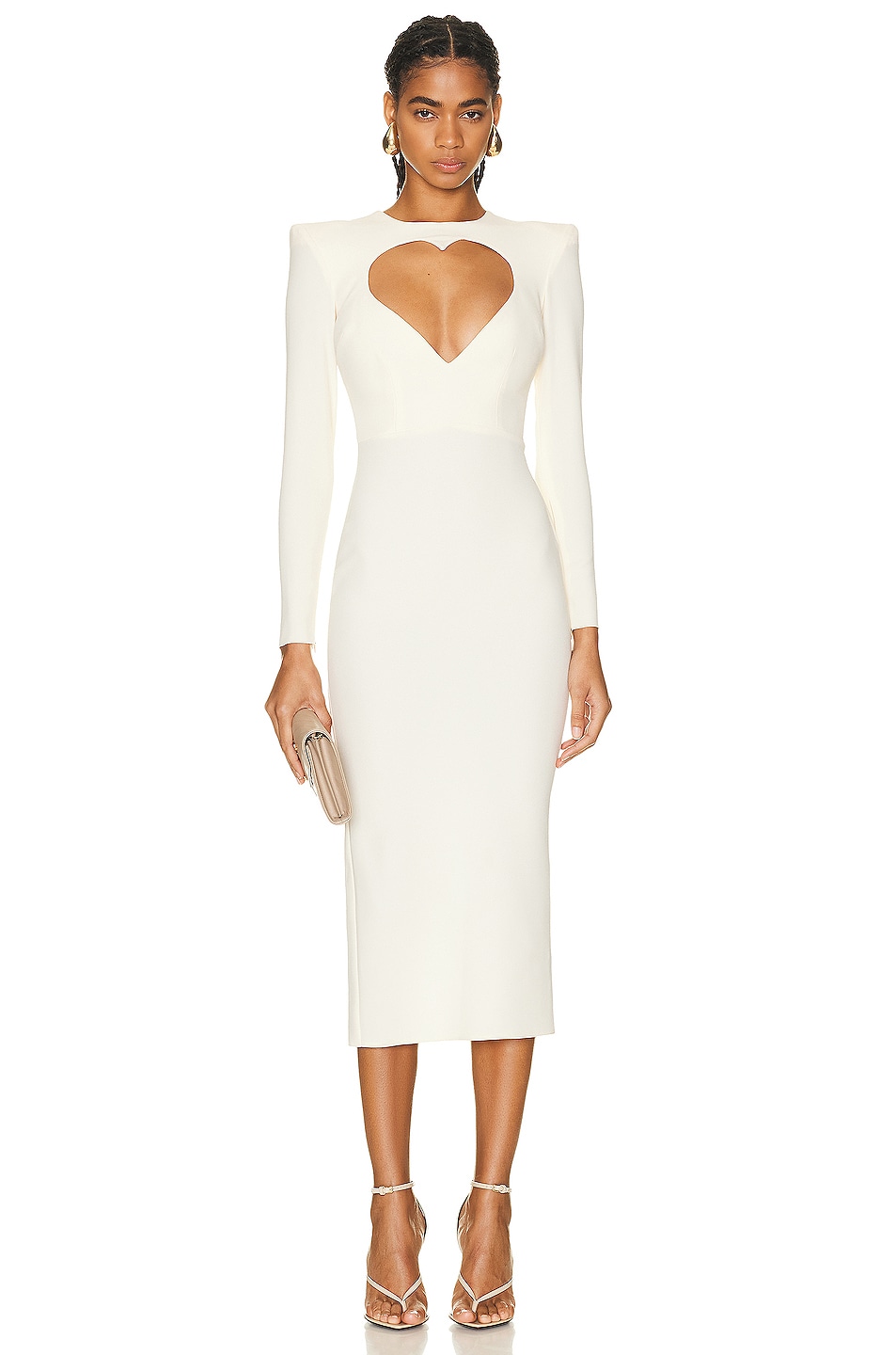 Image 1 of Alex Perry Monroe Heart Long Sleeve Dress in Cream