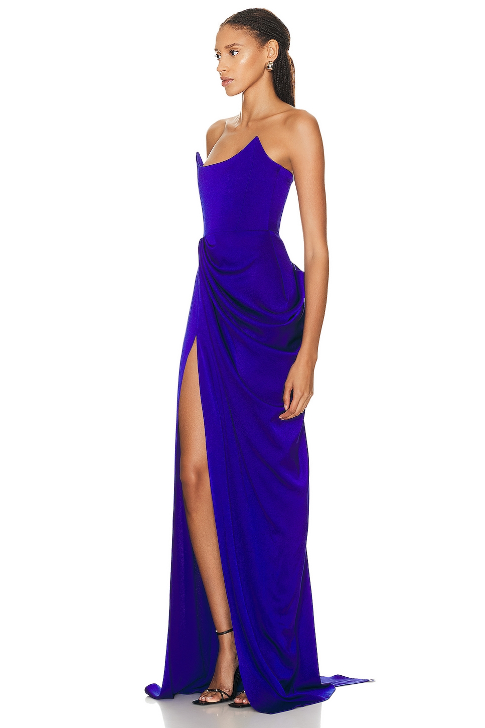 Alex Perry Curved Strapless Drape Gown in Ultramarine | FWRD