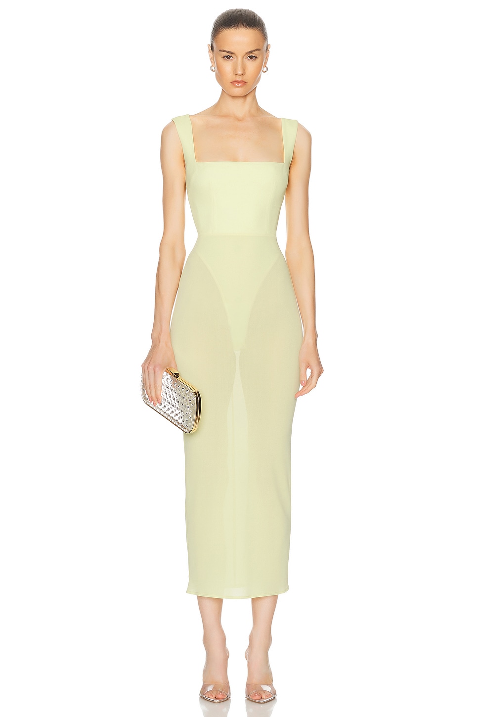 Image 1 of Alex Perry Portrait Dress in Lemon