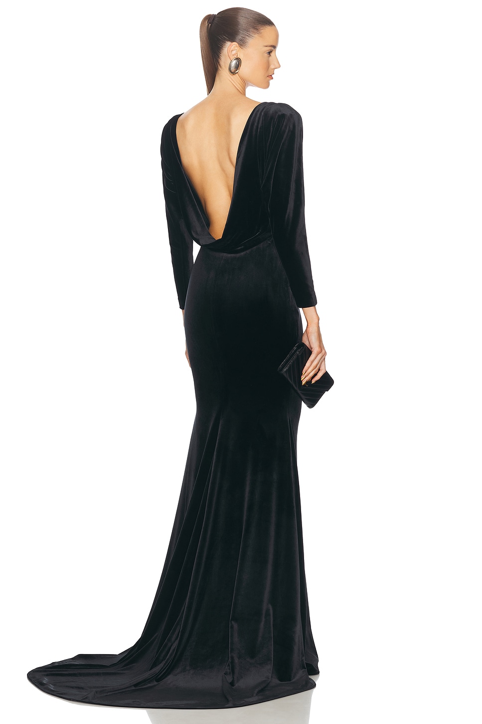 Alex Perry Draped Open Back Velvet Gown