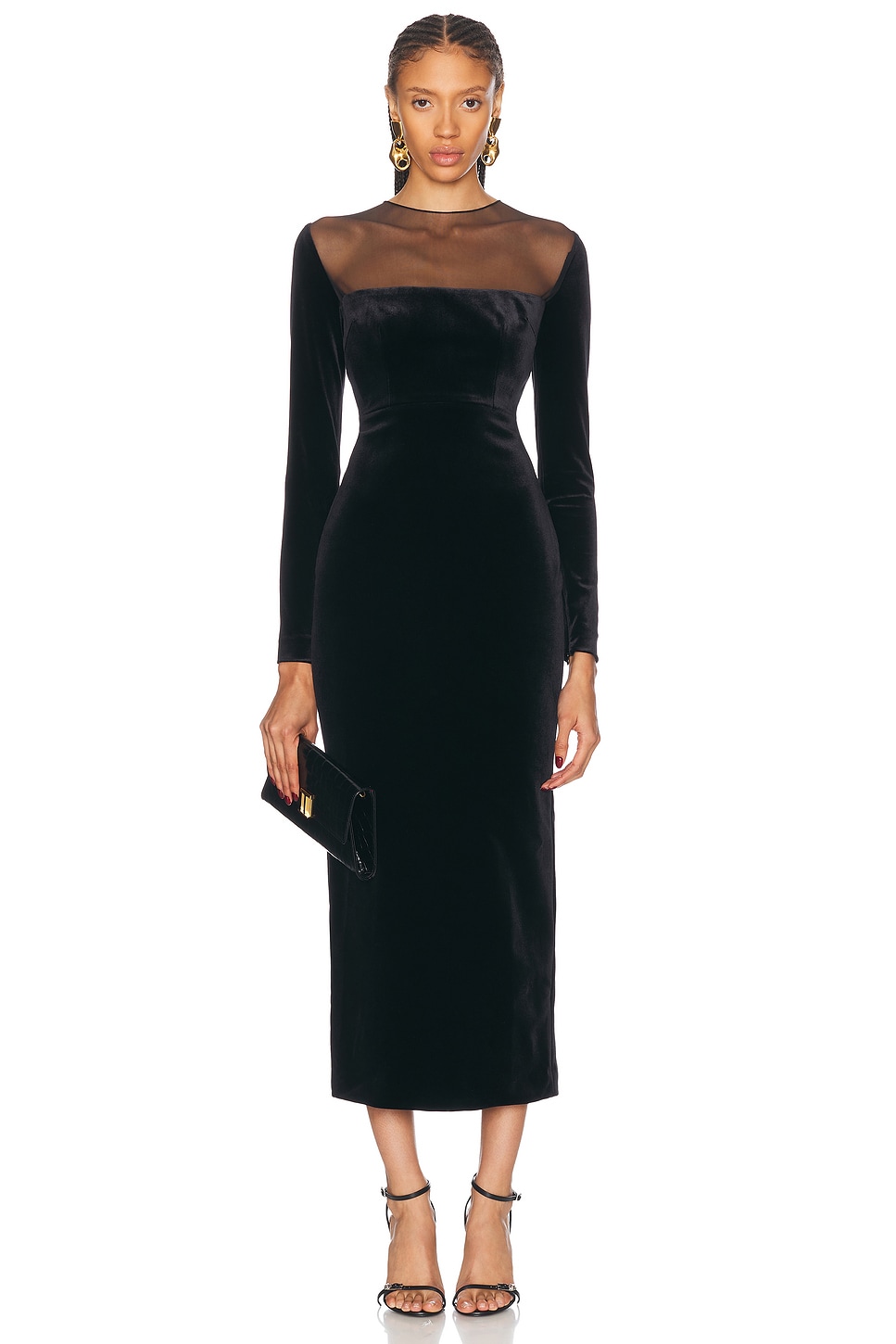 Image 1 of Alex Perry Velvet Maxi Dress in Black