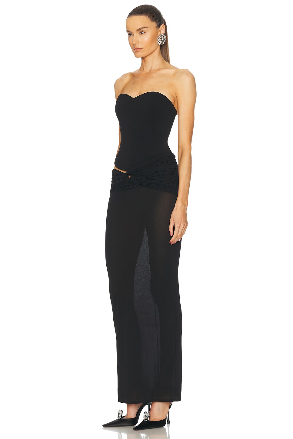 Ruched Jersey Corset Maxi Dress
