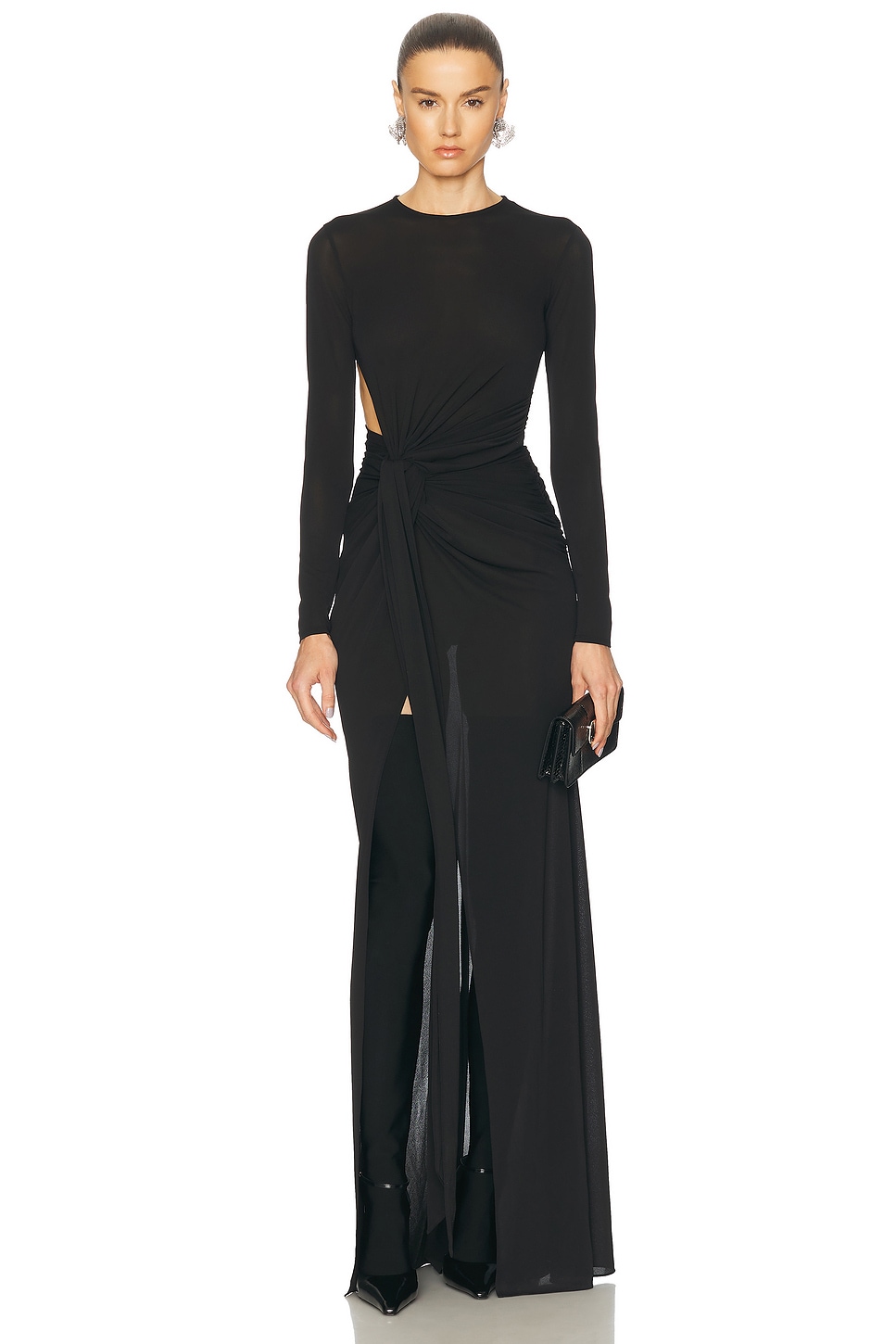 Image 1 of Alex Perry Cut Out Jersey Gown in Black