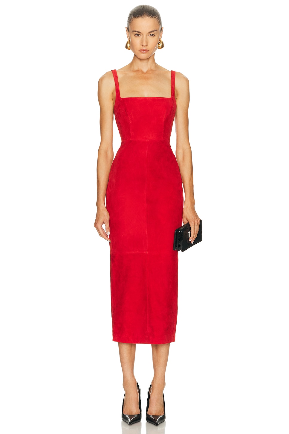 Image 1 of Alex Perry Singlet Suede Dress in Red