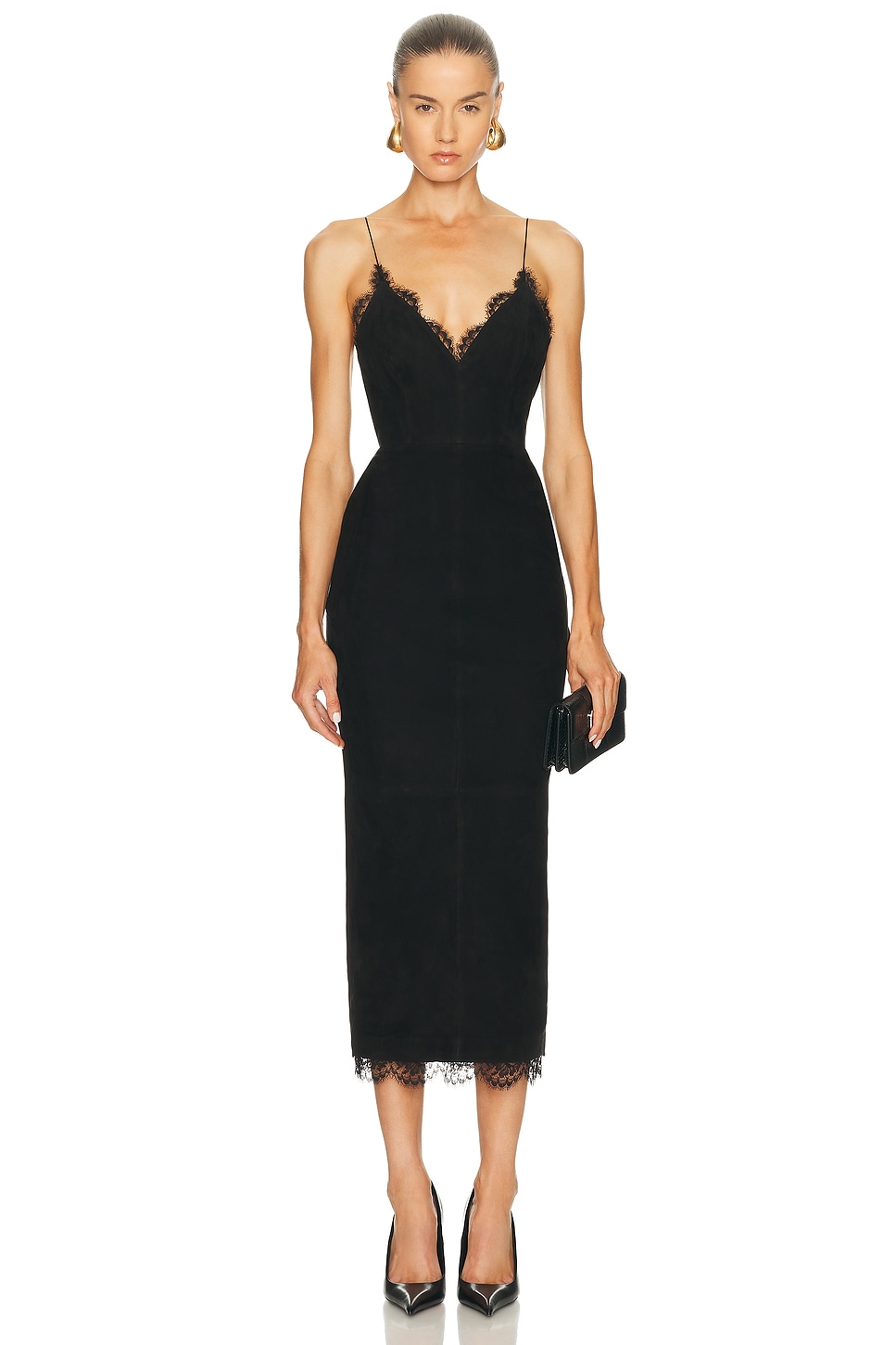 Image 1 of Alex Perry Bikini Suede Dress in Black