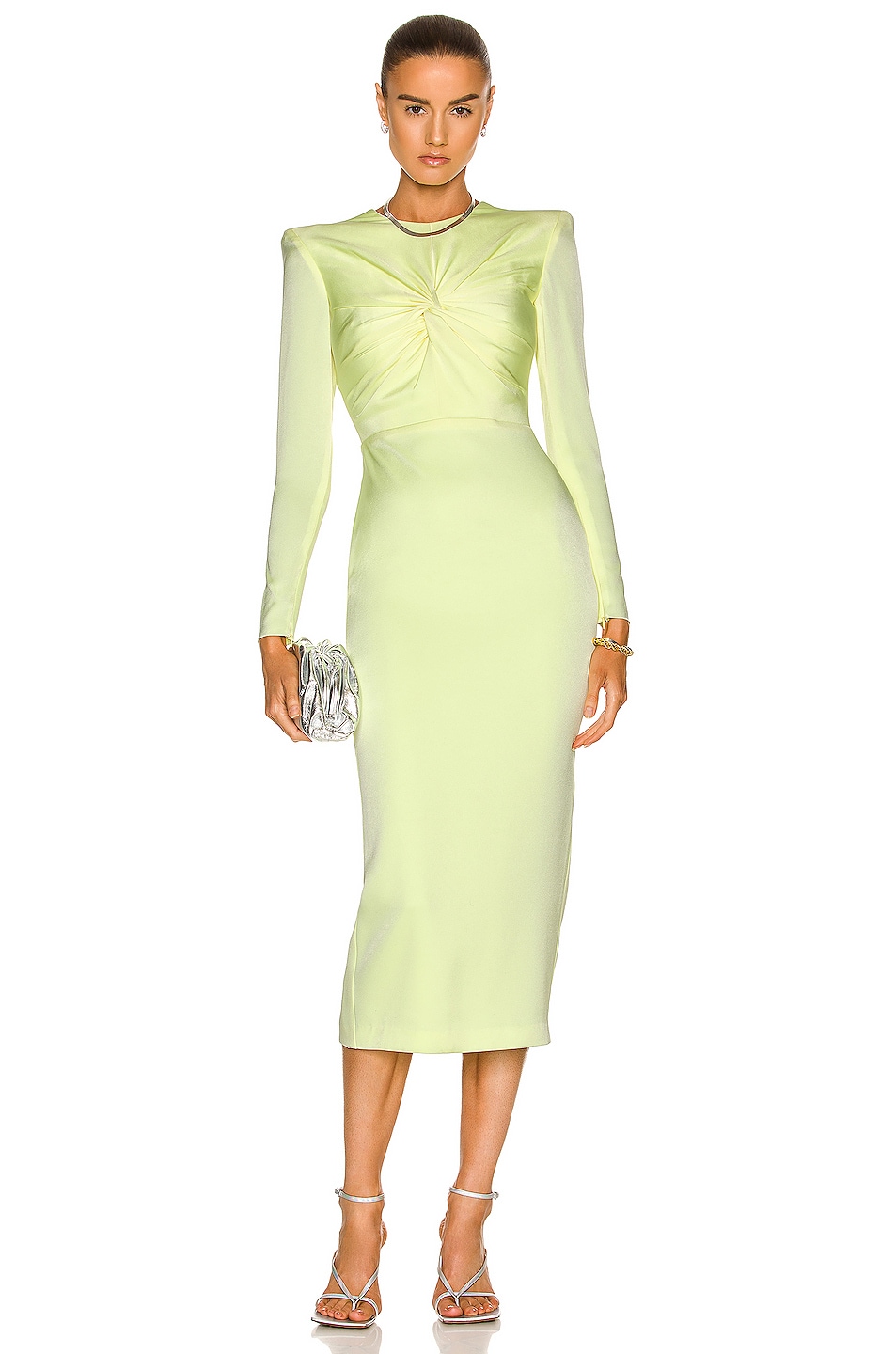 Image 1 of Alex Perry Monroe Midi Dress in Lemon
