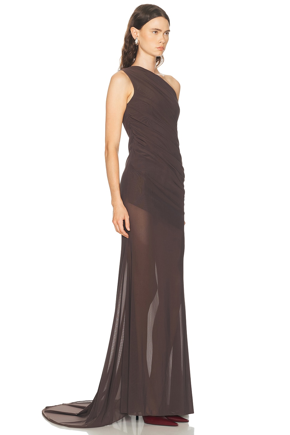 One Shoulder Tucked Gown