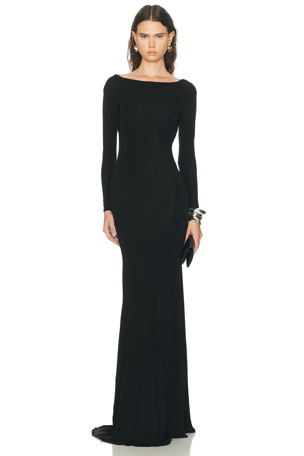 Long Sleeve Open Back Gown
