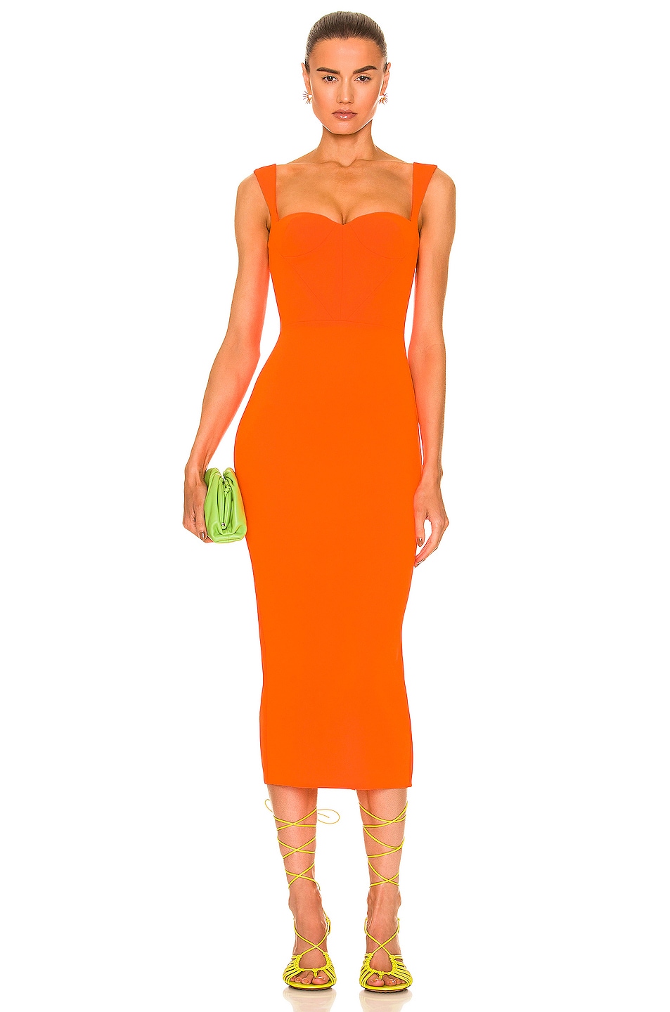 Image 1 of Alex Perry Claron Sweetheart Cup Dress in Fluro Orange