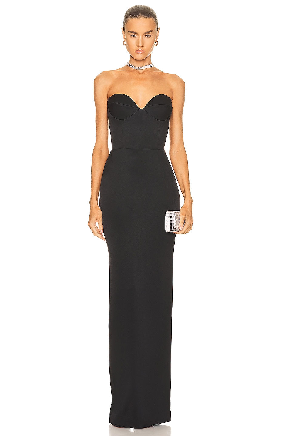 Alex Perry Cordell Sweetheart Cup Column Dress in Black | FWRD