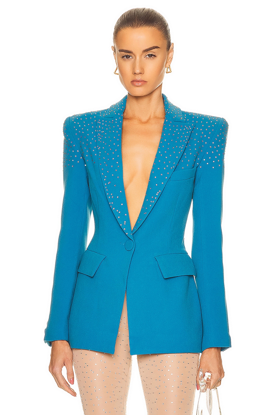 Image 1 of Alex Perry Addison Fitted Blazer in Teal