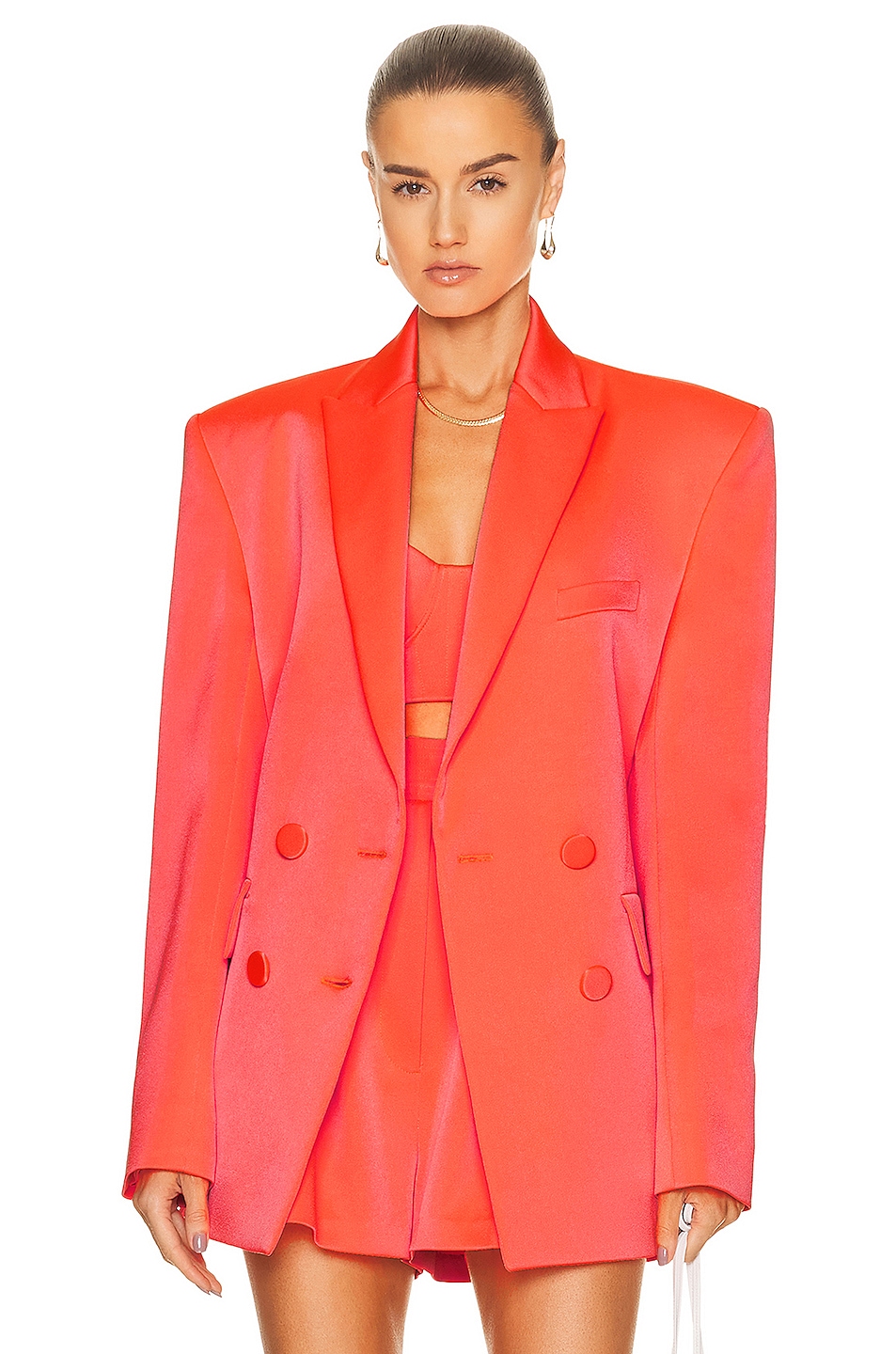 Image 1 of Alex Perry Wells Boyfriend Double Breasted Blazer in Coral
