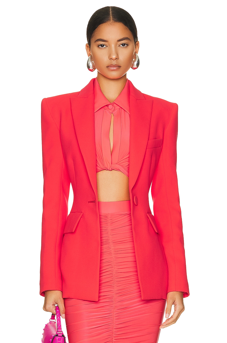 Image 1 of Alex Perry Carter Fitted Blazer in Strawberry