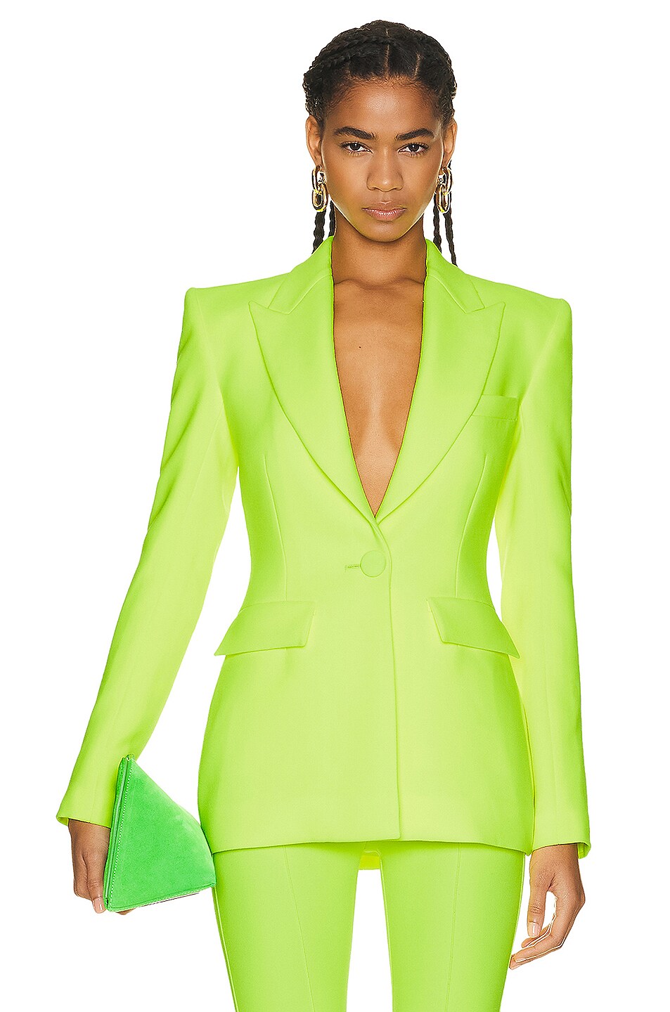 Alex Perry Stone Fitted Blazer in Neon Yellow | FWRD