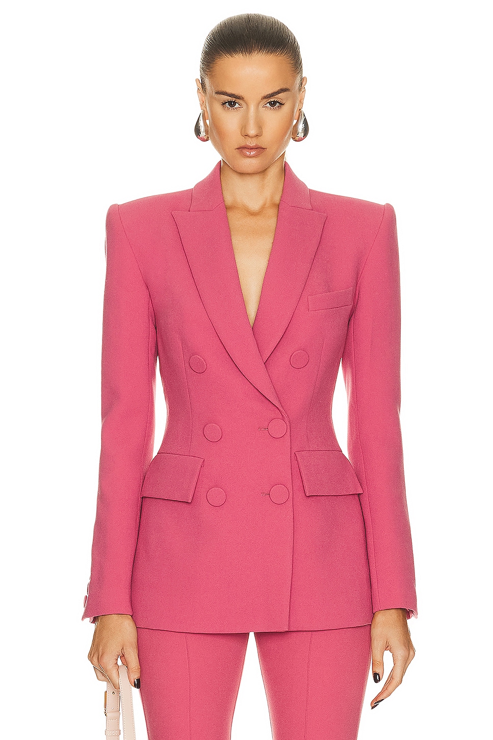 Image 1 of Alex Perry Fitted Double Breasted Blazer in Garnet Rose