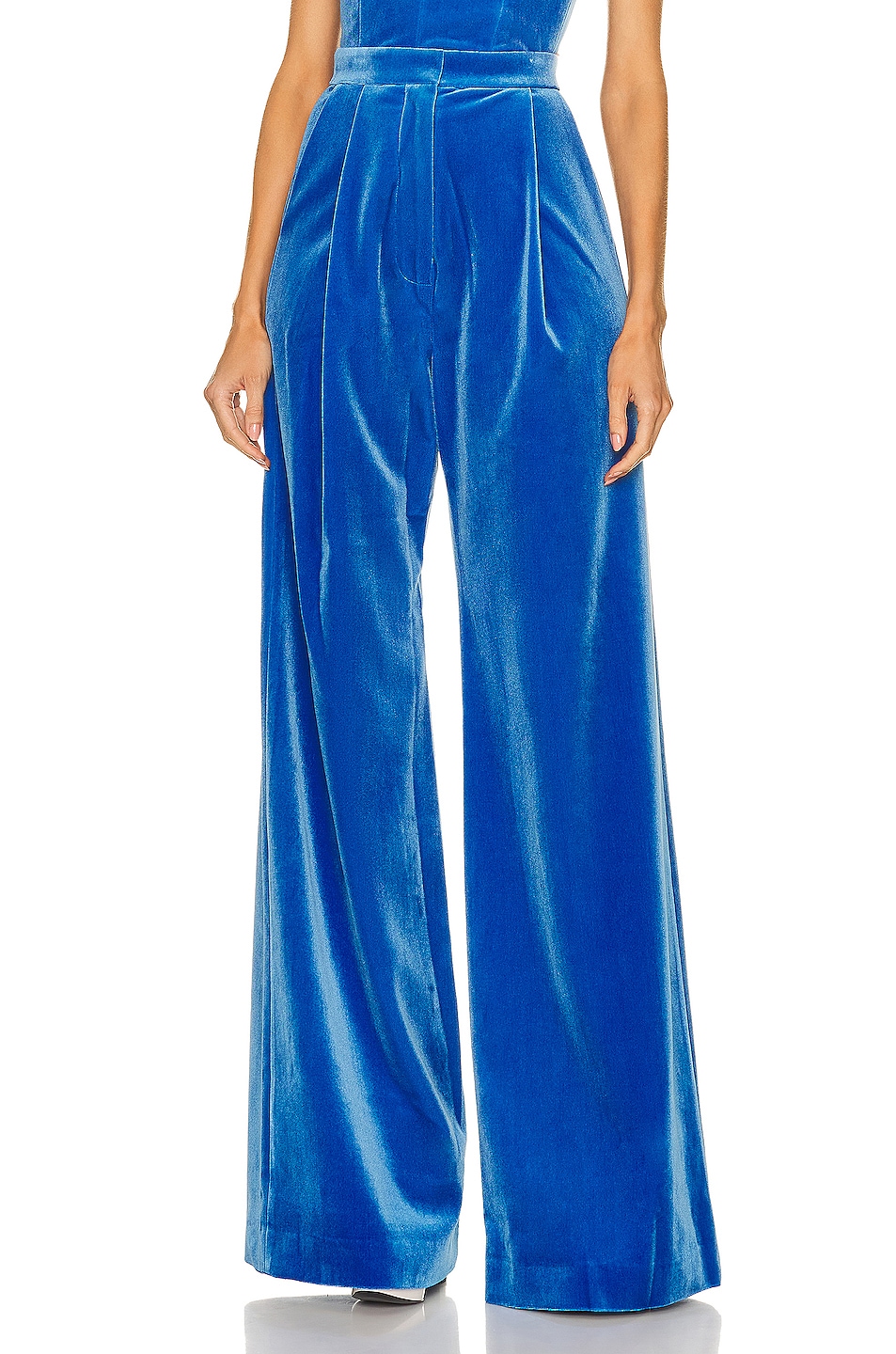 Image 1 of Alex Perry Velvet Arden Wide Leg Pant in Blue