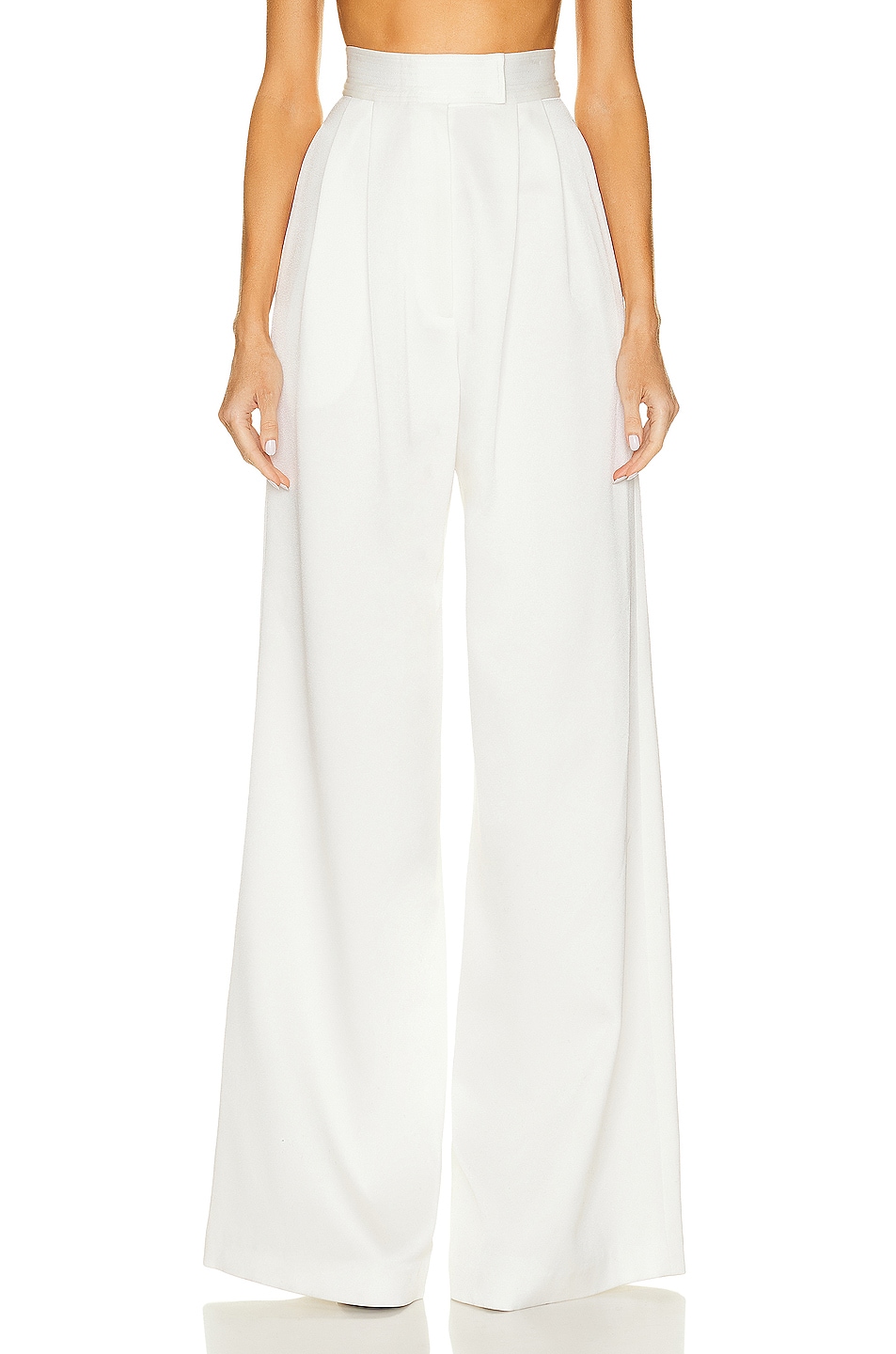 Alex Perry Cadence Pleat Pant in White | FWRD