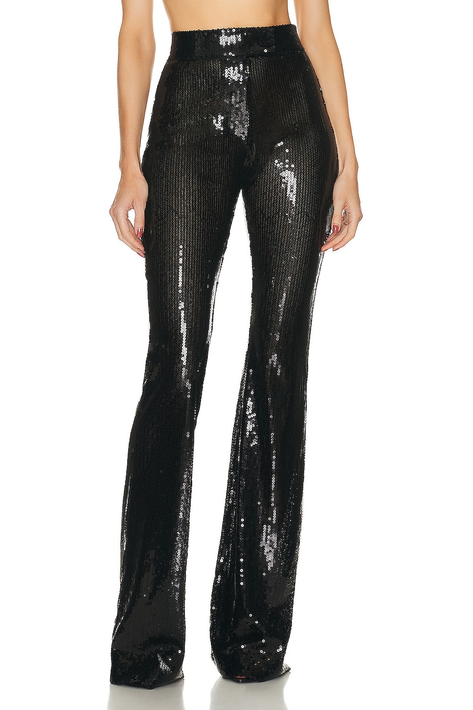 Image 1 of Alex Perry Sequin Flare Trouser in Black