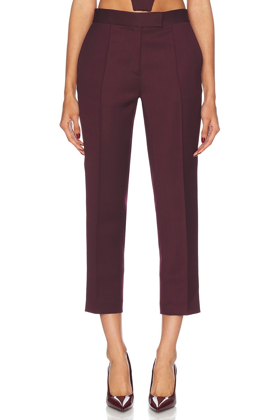 Image 1 of Alex Perry Straight Crop Trouser in Wine