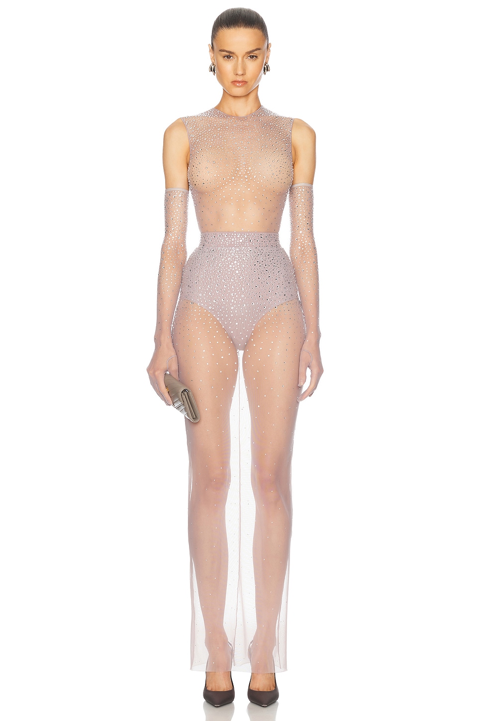 Alex Perry Crystal Mesh Maxi Skirt