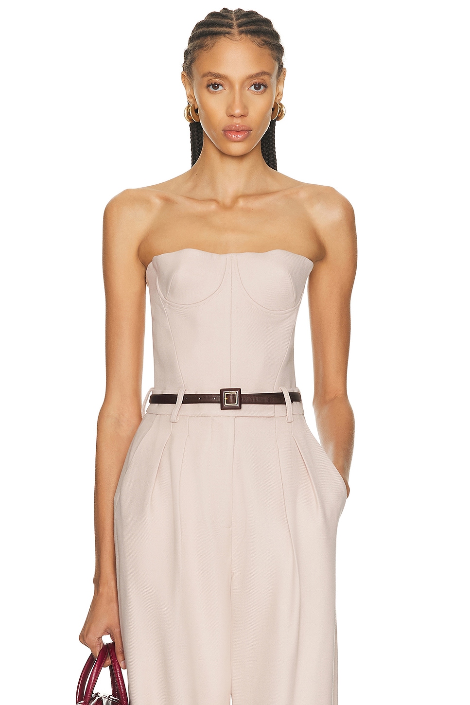 Image 1 of Alex Perry Longline Cupped Corset Top in Sepia