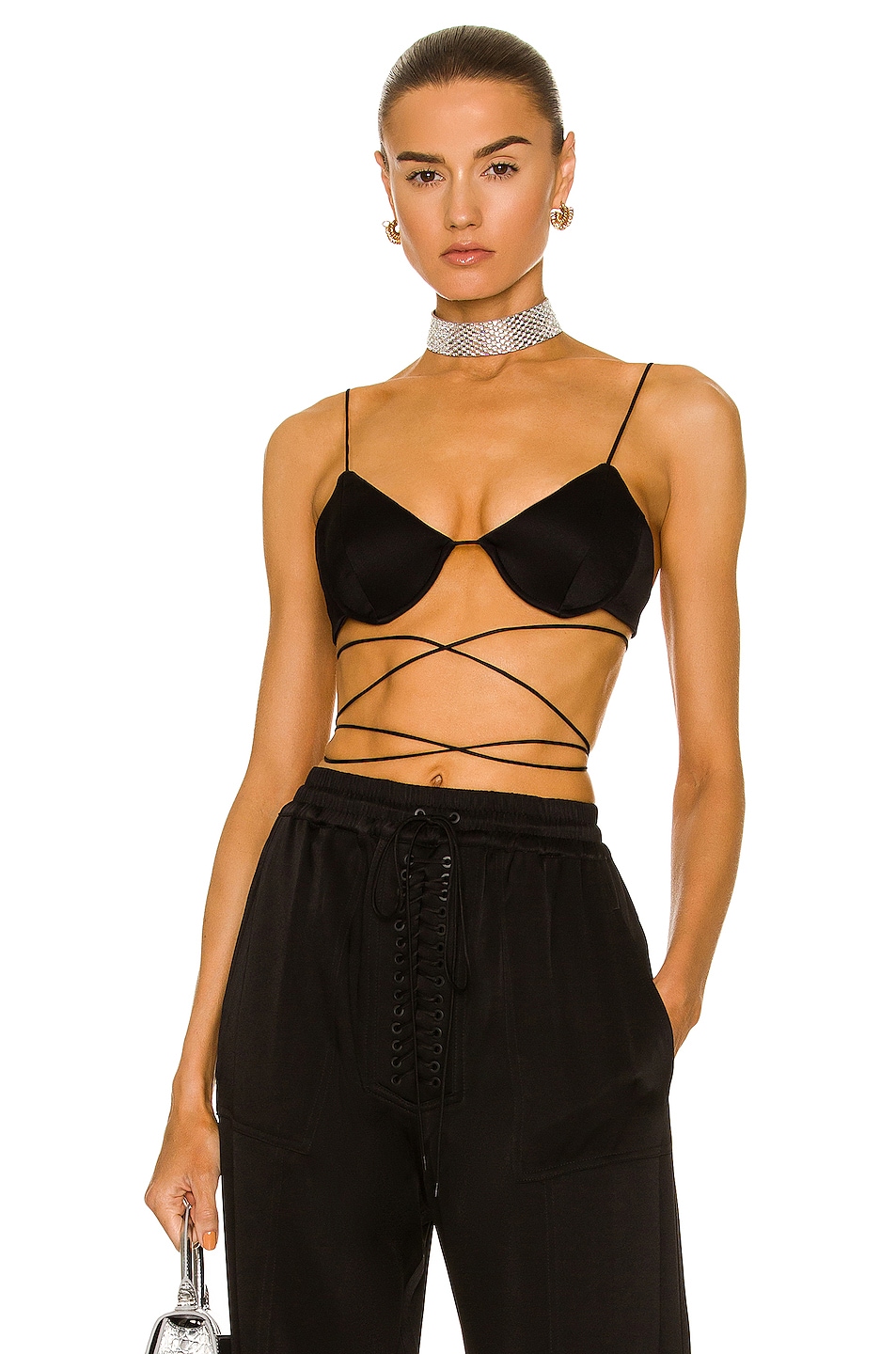 Image 1 of Alex Perry Holt Wrapped Bralette in Black
