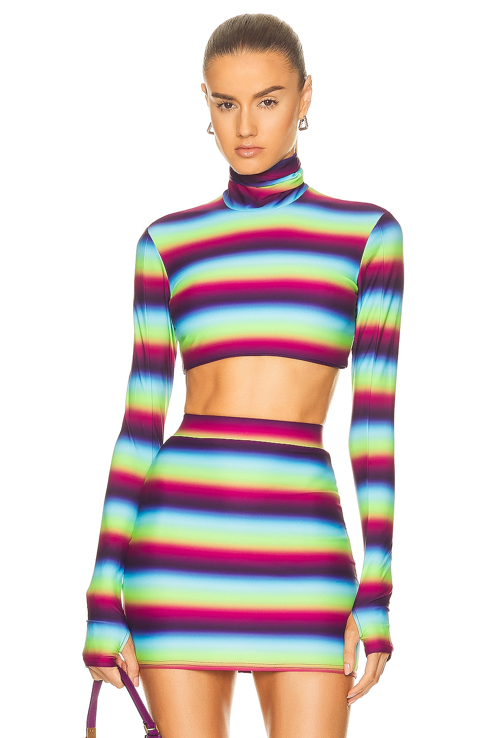 Image 1 of Alex Perry Beale Turtleneck Crop Top in Stripe