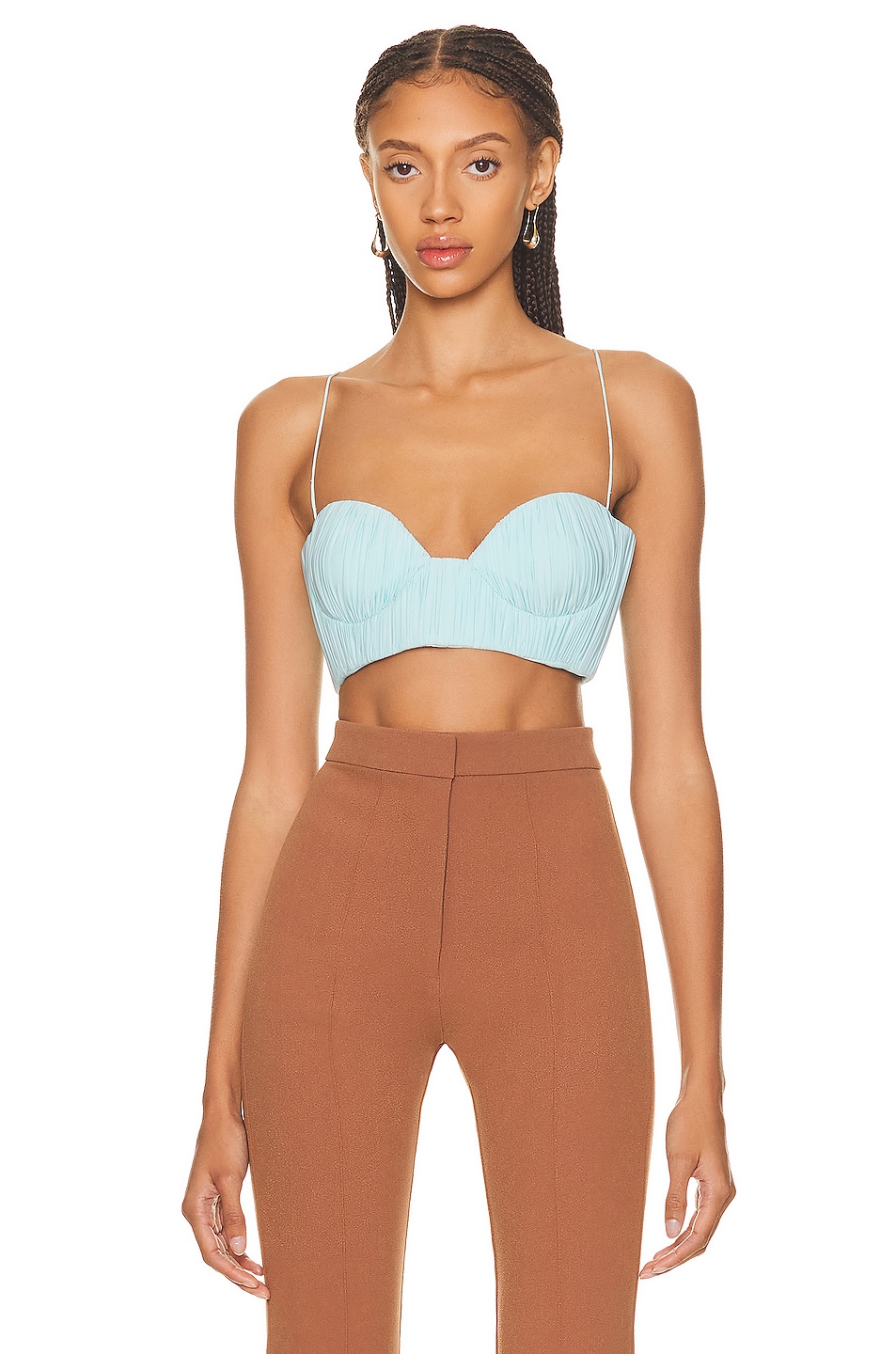 Image 1 of Alex Perry Preston Ruched Cup Bra Top in Light Blue