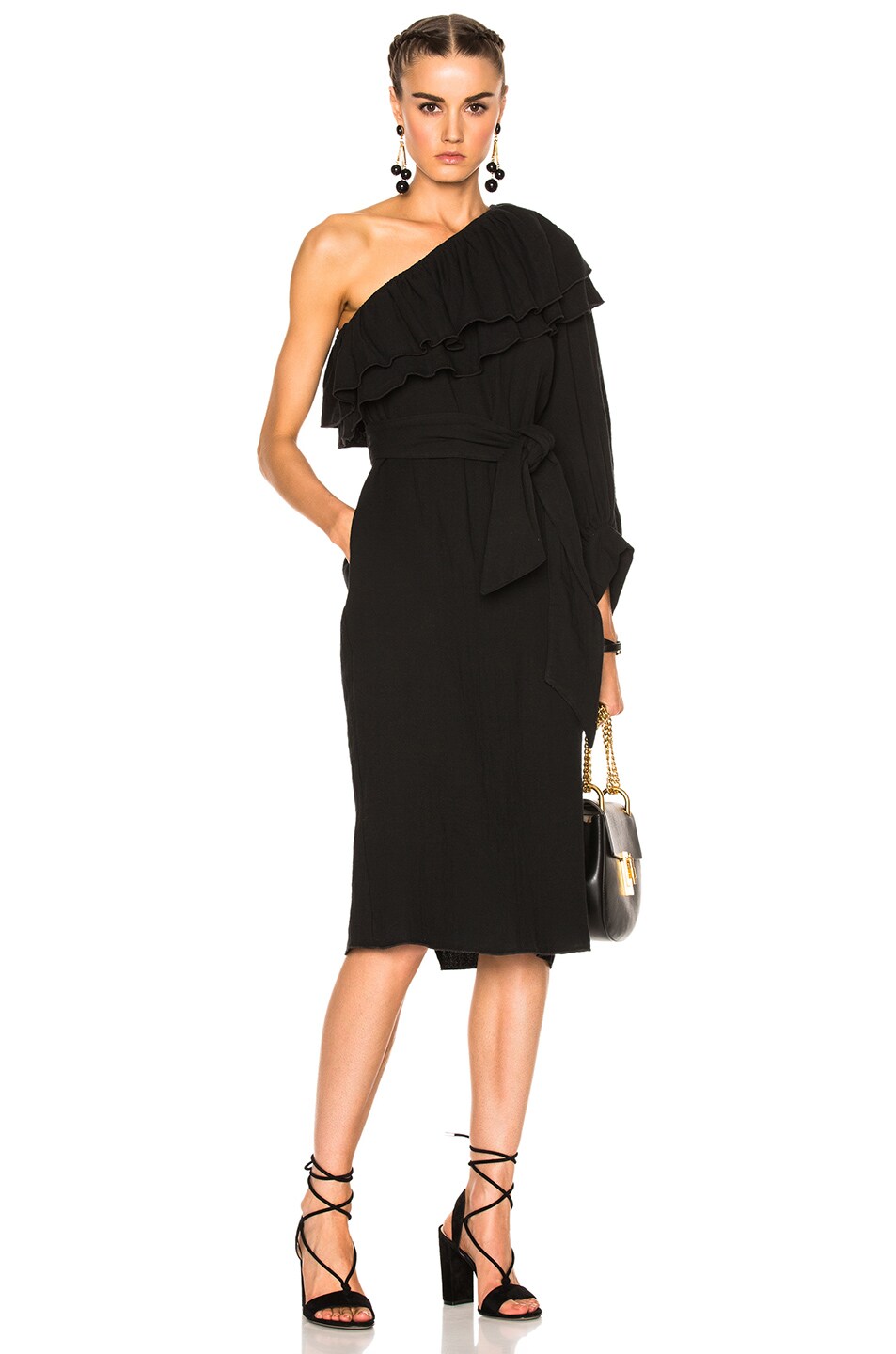 Image 1 of APIECE APART Rock Rose Bare Shoulder Dress in Black