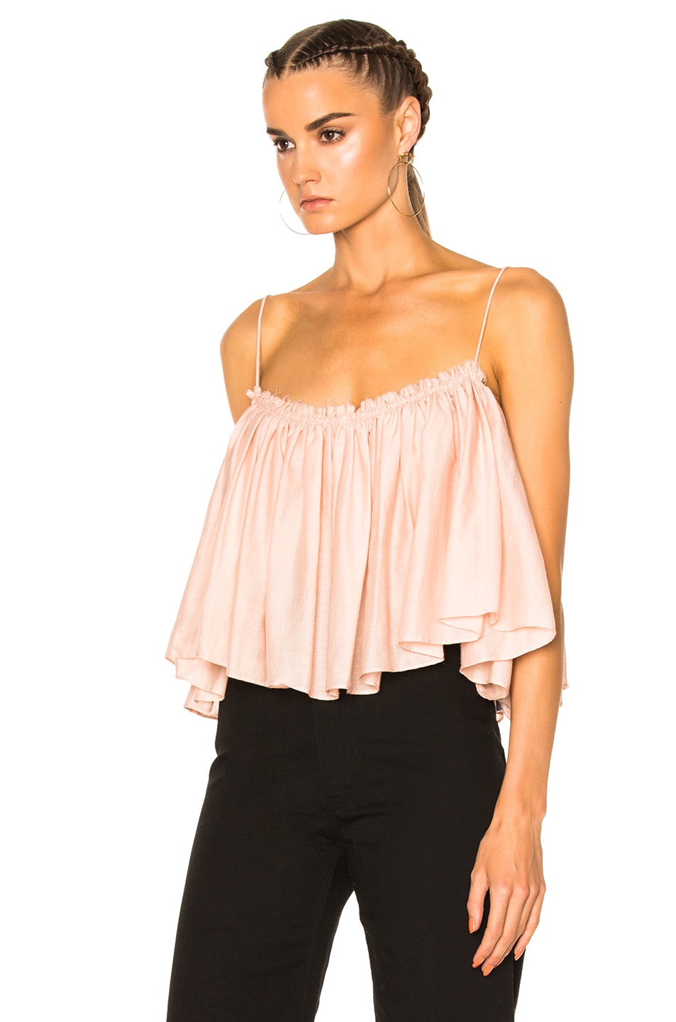 APIECE APART Sanna Cropped Ruffled Cotton Camisole, Pink Quartz | ModeSens