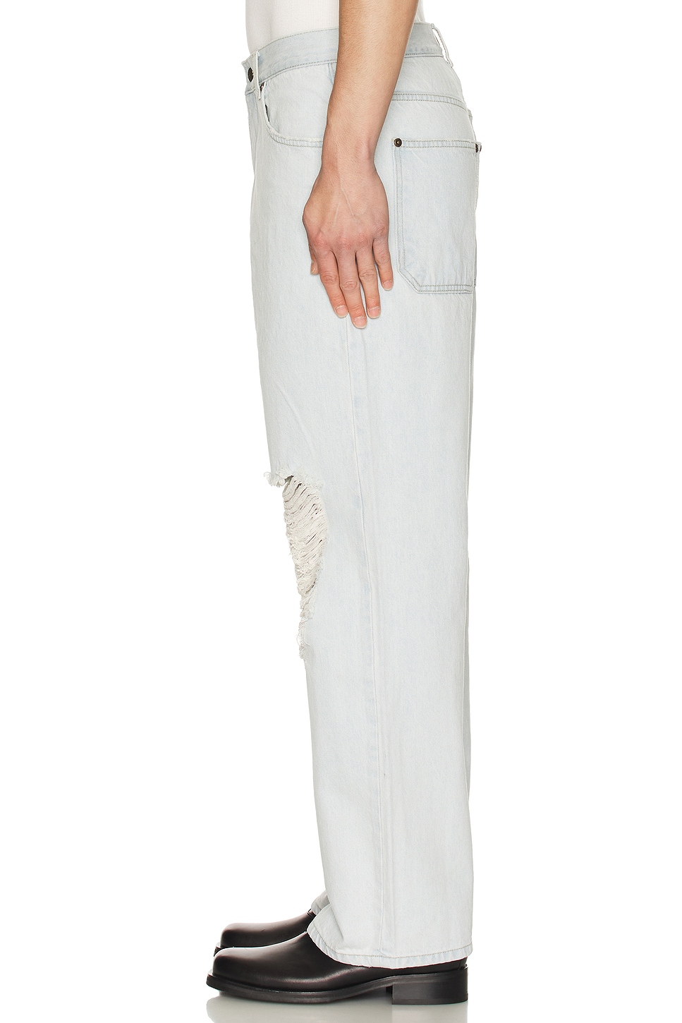 Image 1 of After Pray Relaxed Destroyed Jeans in Light Indigo