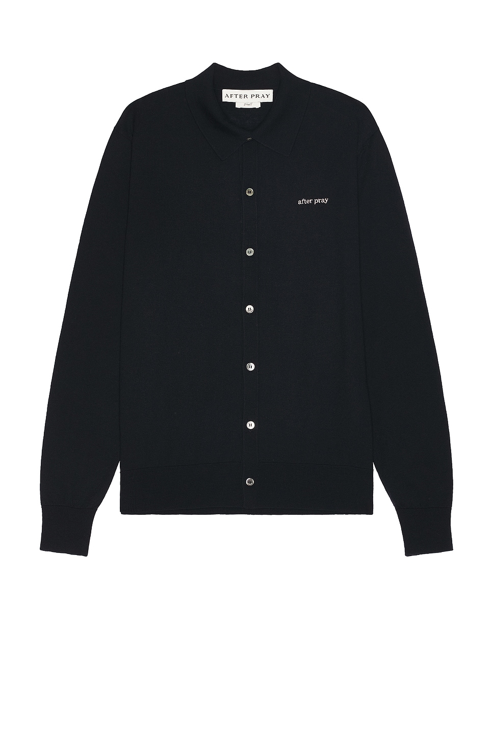 Image 1 of After Pray Wool Polo Knit Cardigan in Navy