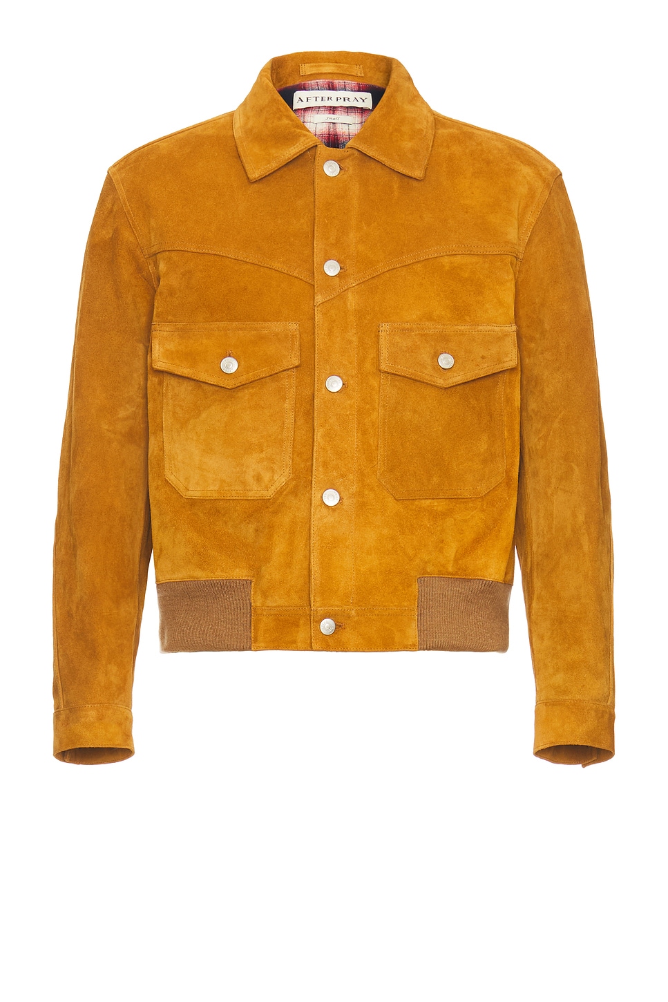 Image 1 of After Pray Cowboy Suede Trucker Jacket in Mocha