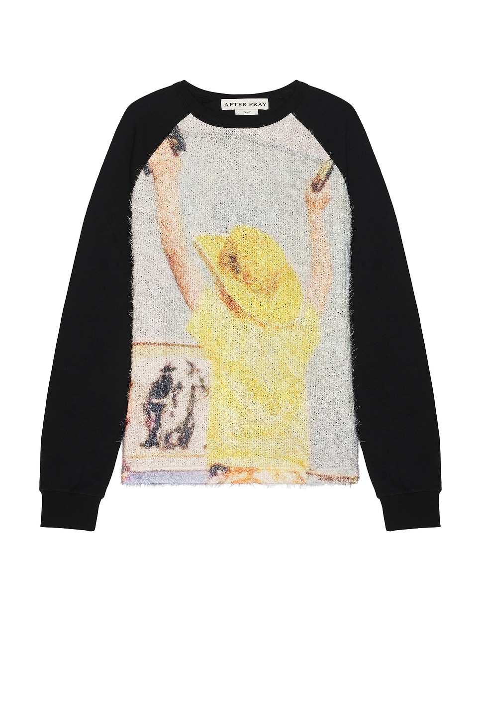 Printed Raglan Long Sleeve T-Shirt in Black