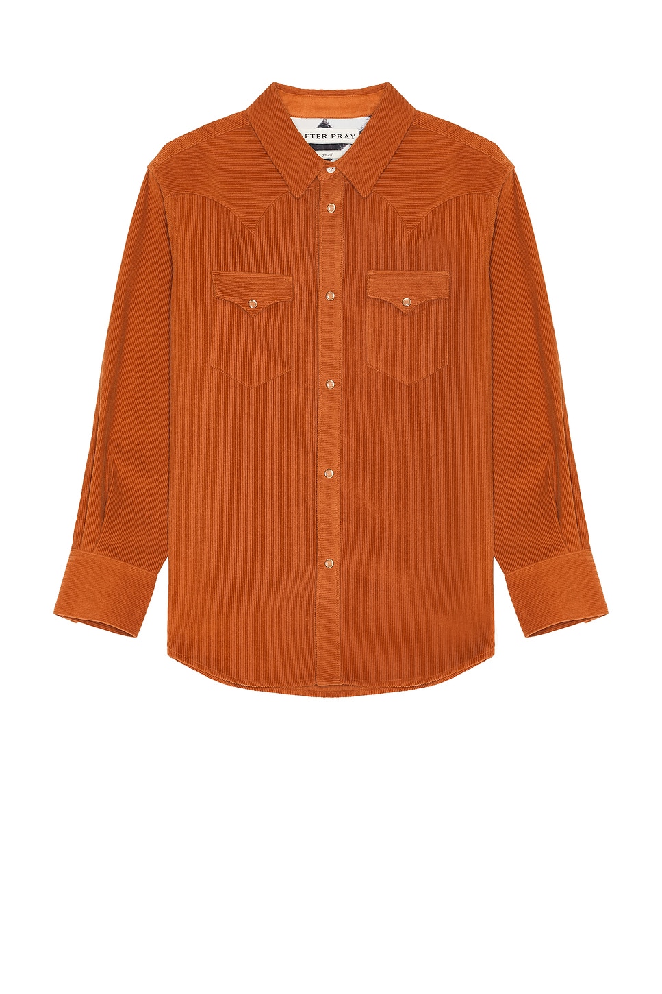 Shop After Pray Western Corduroy Shirt In Tangerine