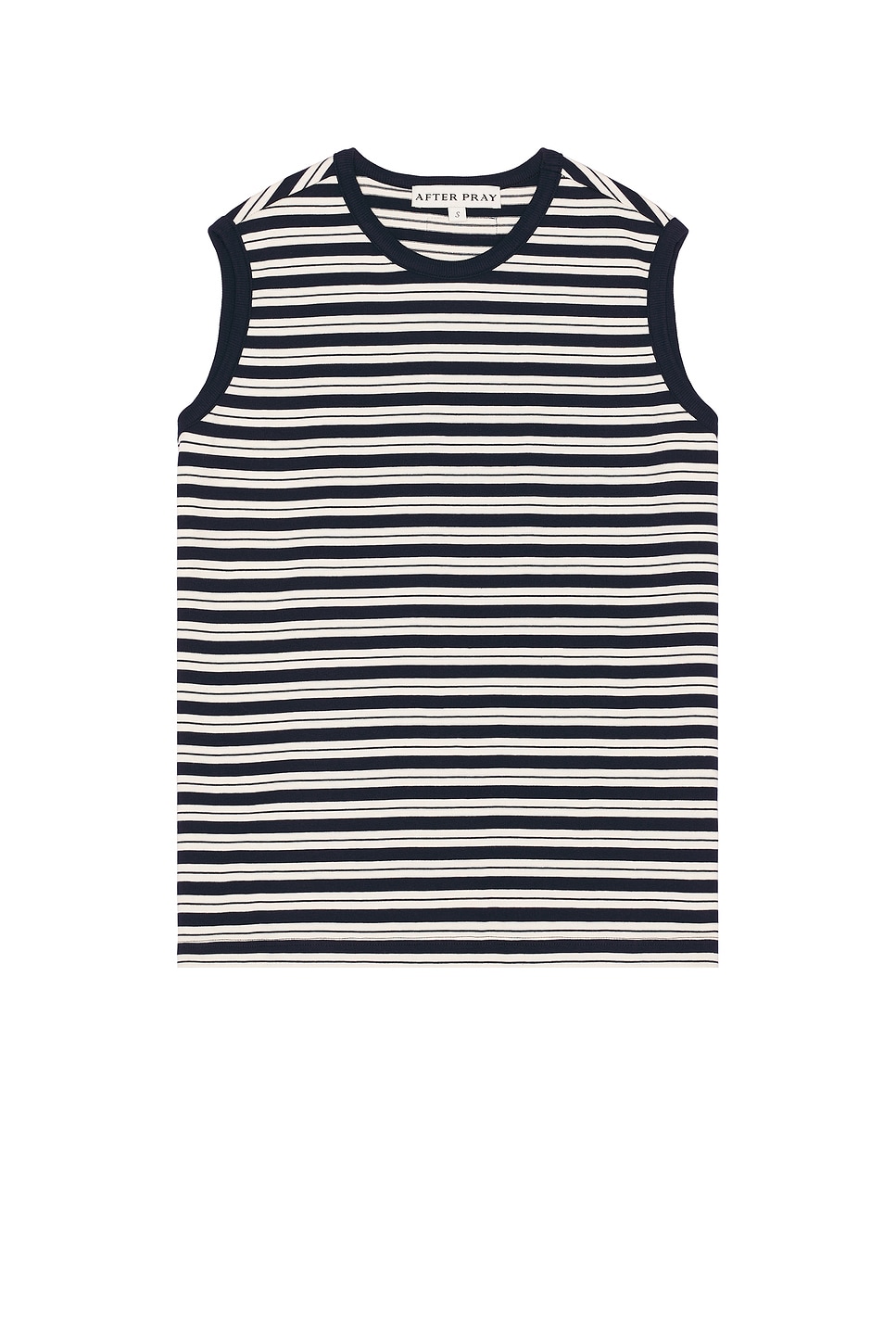 Image 1 of After Pray Stripe Sleeveless Tee in Navy