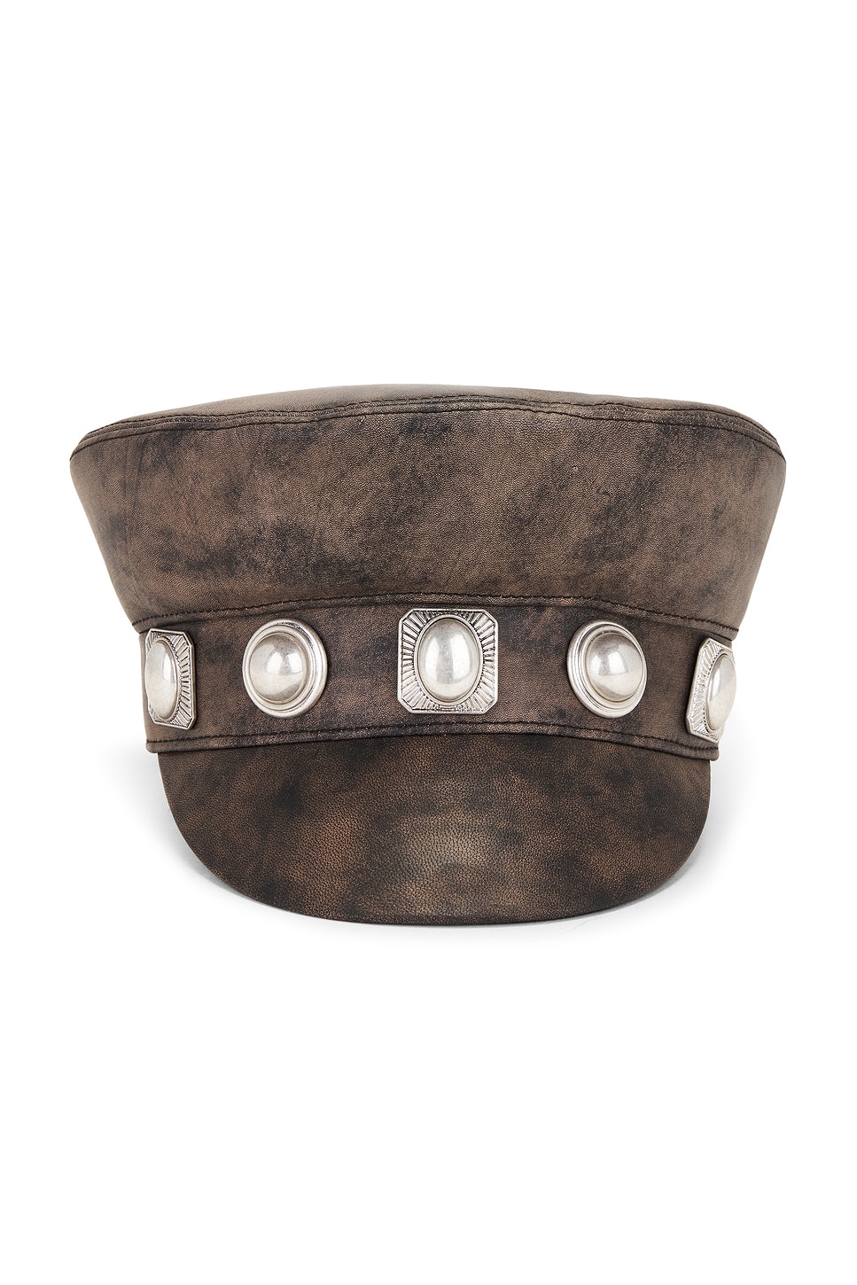 Leather Porter Hat in Brown