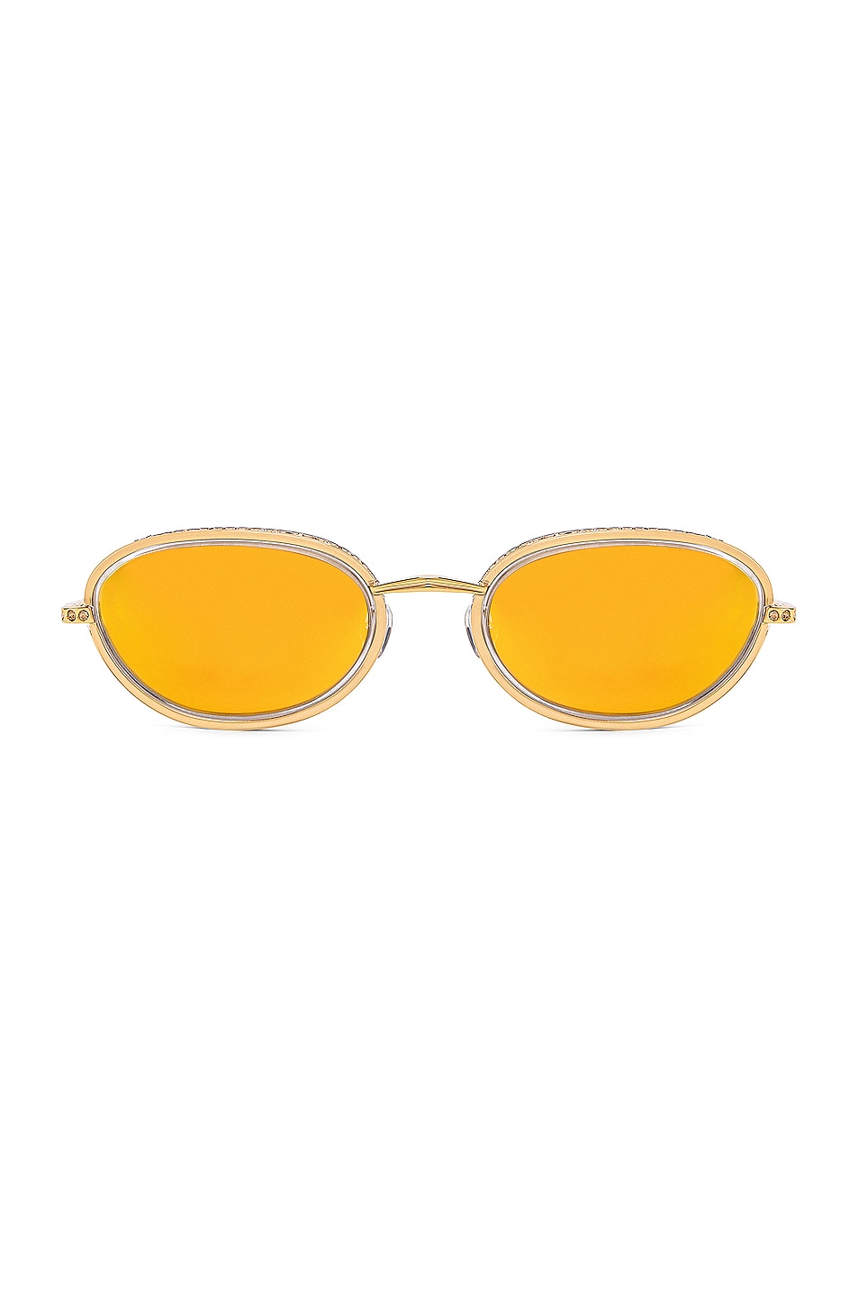 Image 1 of AREA Crystal Oval Sunglasses in Yellow & Gold