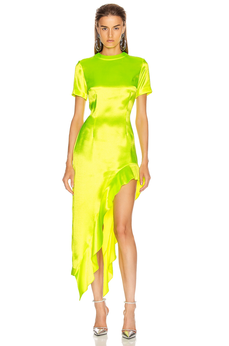 Image 1 of AREA Ruffle Hem Dress in Fluo