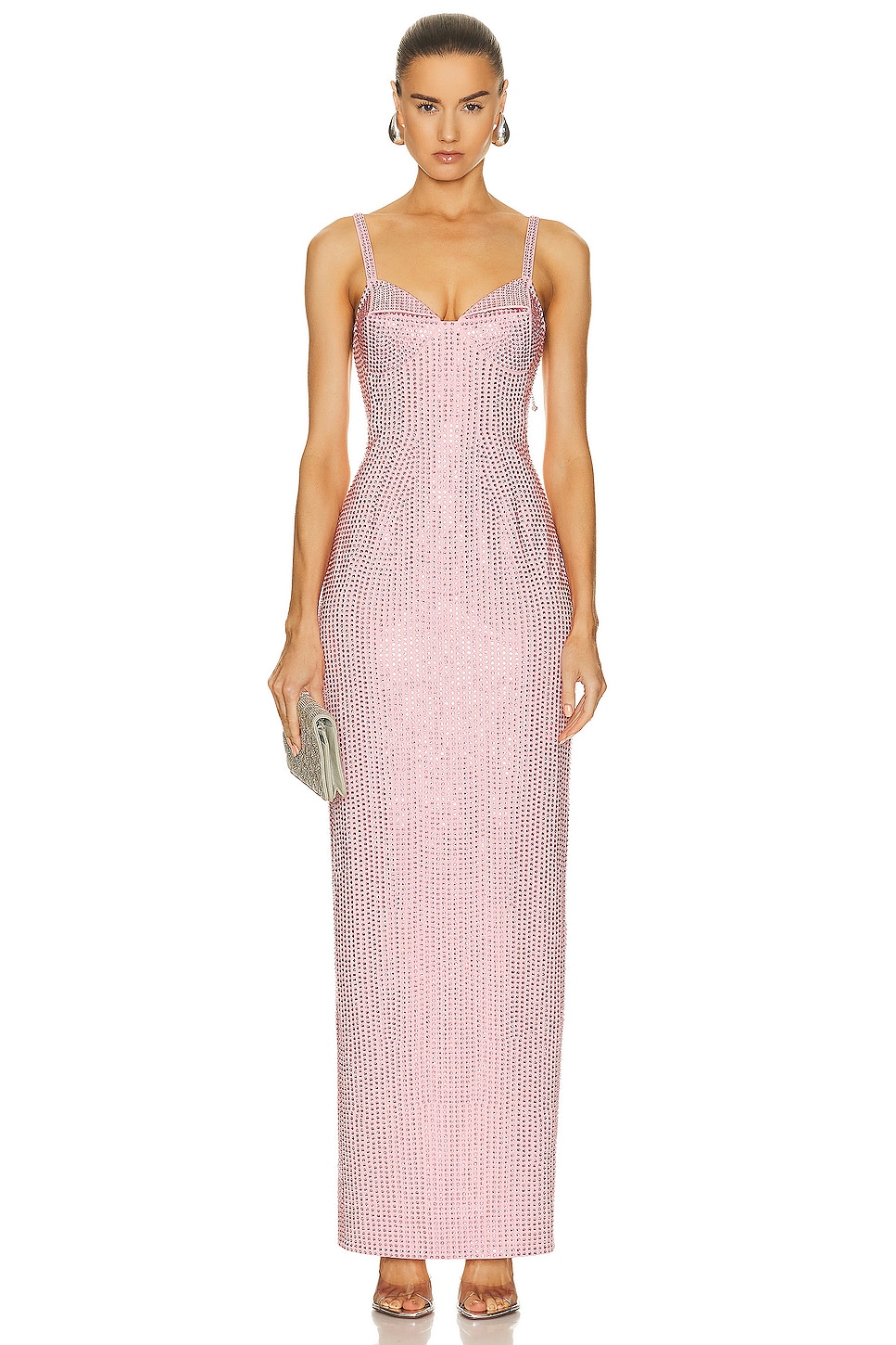 Image 1 of AREA Crystal Embellished Gown in Candy Rose