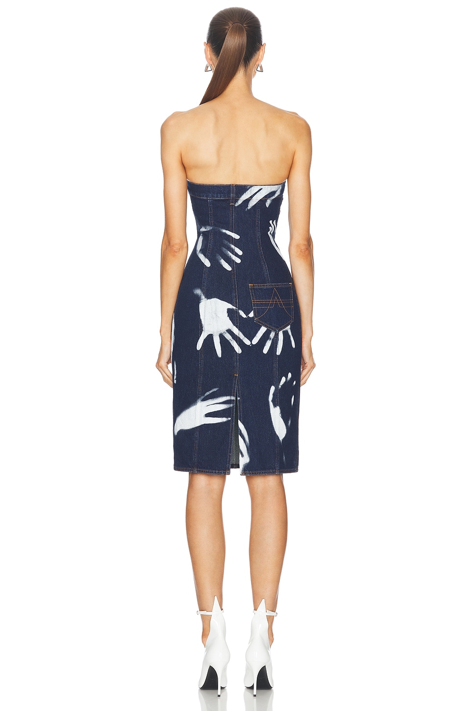 Handprint Strapless Midi Dress - Thumbnail 3