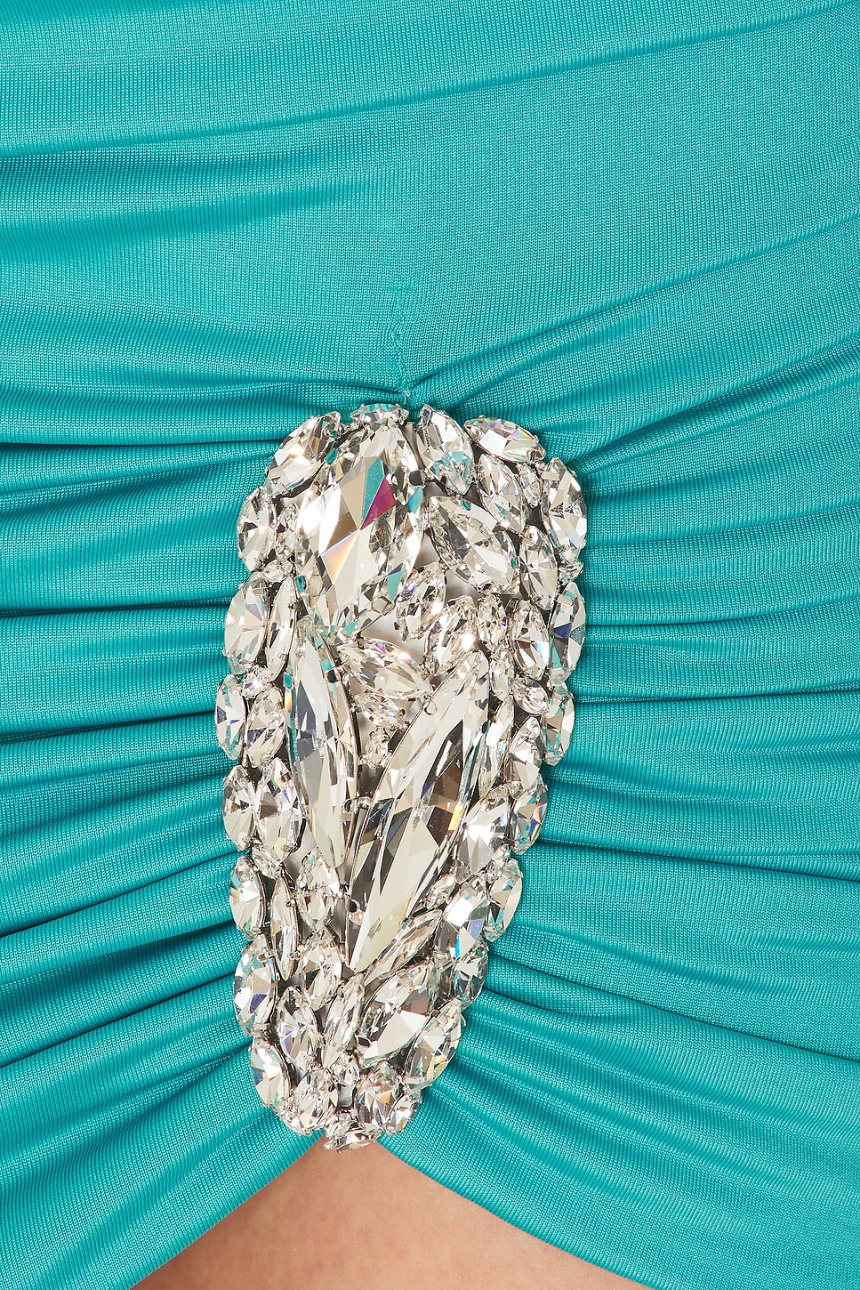 Area Crystal Cluster Draped Long Sleeve Mini Dress thumbnail